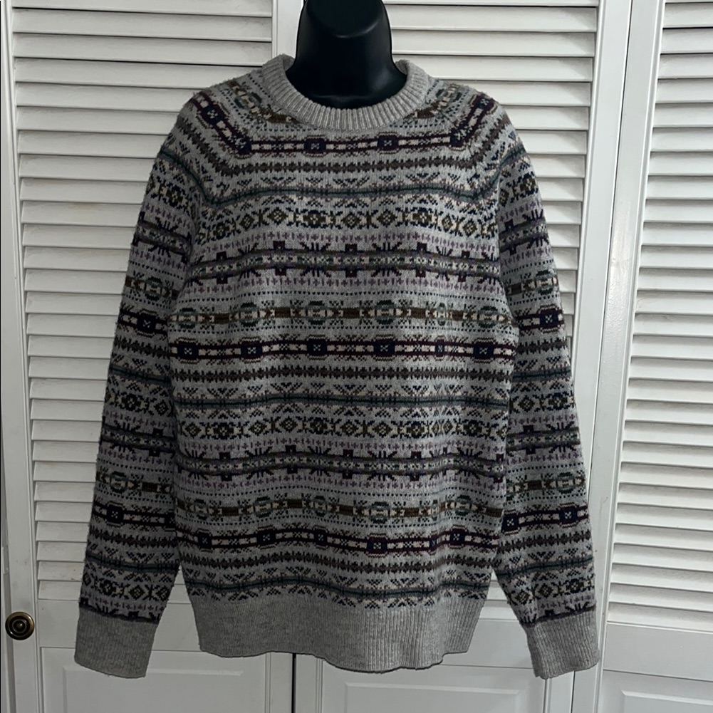 J. Crew Men’s Fair Isle Lambs Wool Crewneck Sweater